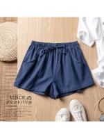 Pantalones Cortos de Lino Casuales para Mujer Shorts de Gimnasio de Cintura Alta - details 13