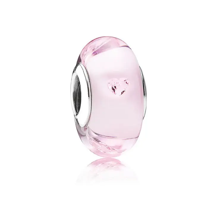 Abalorio de cristal de Murano de lavanda ondulada de Plata de Ley 925, Pulsera Original de plata 925 para la fabricación de joyas - 1