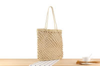 Bolsa tejida de hierba ahuecada hecha a mano, estilo Instagram, turismo de playa y vacaciones, cuerda de papel, un solo hombro - details 1