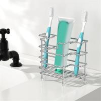 Soporte de cepillo de dientes montado en la pared para baño, 3 ranuras, organizador de accesorios de baño de acero inoxidable para espacios pequeños-A - details 4