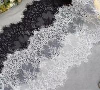 Encaje de Largo 3 METER en Negro y Blanco para Decoración de Ropa y Artesanía. Material de Tela de Malla. Accesorio de Barba y Pestañas No Elástico para DIY y Bodas - details 4