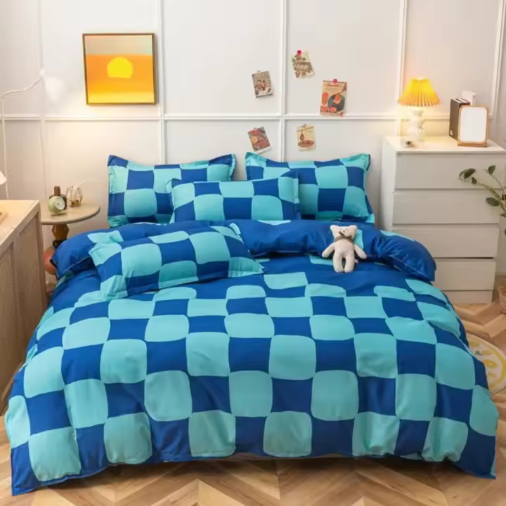 Juego de funda nórdica a cuadros negra y gris, ropa de cama Reversible con rejilla geométrica, funda de edredón suave para niños, adolescentes y adultos, decoración de dormitorio - 1