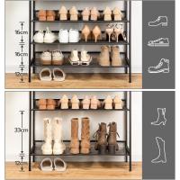 Zapatero, Zapatero de 6 Niveles, Estantería para Zapatos, Estantes de Malla Ajustables, para Entrada, Pasillo, Dormitorio, Estructura Metálica, Marrón Rústico y Negro - details 5