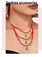 Collar de Perlas de joyería Árbol de Navidad Rojo granate de Maple inoxidable collar Colgante de Mujer encantadora collar adecuado para eventos festivos - details 5