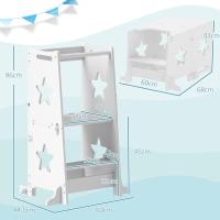 Taburete de Aprendizaje 2 en 1 Versátil para Niños Mayores de 3 Años Convertible en Mesa y Silla con Barra de Seguridad 60x44,5x86 cm Blanco - details 4