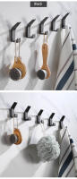Gancho de toalla doble de aleación de aluminio para baño, sala de estar para ropa de ganchos negros, estante de montaje en pared sin perforación para accesorios de cocina - details 7