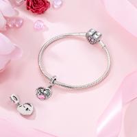 Abalorios de Plata 925 con Forma de Corazón de Amor Maternal Rosa, Compatibles con Pulseras Originales de Plata 925, Abalorios para Mujer, Joyería, Manualidades, Regalos - details 3