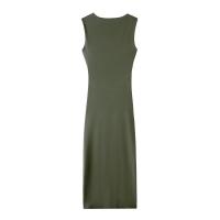Vestido largo asimétrico de metal con cuello de moda de verano para mujer sin mangas - details 3