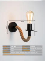 Lámpara de Pared Vintage de Cuerda de Hierba con Luz E27 Retro para Baño Sala Corridor Señero Decoración Interior Material de Madera y Hierro Largo de 18 a 29.9cm y Ancho de 13 a 22.9cm - details 8