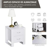 2 Cajones Patas y Base Elevada para Dormitorio Mesa Lateral para Sala de Estar Estilo Moderno 48x39x54 cm Roble - details 13