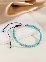 Mini pulseras de piedras preciosas de energía de 4 mm, pulsera de turquesa azul claro con cuentas de piedra natural - details 3