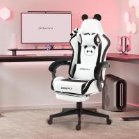 Silla de juego para ordenador, diseño ergonómico, con respaldo alto, soporte lumbar, reposapiés, piel sintética - details 16