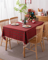 Mantel de Mesa de Cuadros a Cuadros con Borla Cubierta de Mesa sin Arrugas Lavable para Navidad, Fiestas y Año Nuevo - details 30