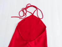 TRAFZA-vestidos de moda de verano para mujer, Color sólido, sin mangas, Espalda descubierta, decorados, con cordones, Vintage, Chic, largos - details 6