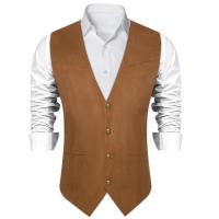 Chaleco informal de gamuza sintética de vaquero occidental para hombre, chaleco ajustado con cuello en V para ciclismo de motor y graduación, ropa social para hombre - details 19