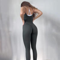 BUNO-Conjunto de ropa deportiva de Yoga para mujer, pelucas de Fitness, mono deportivo con correa de una pieza, monos de entrenamiento sin mangas, chándal, ropa de gimnasio - details 4