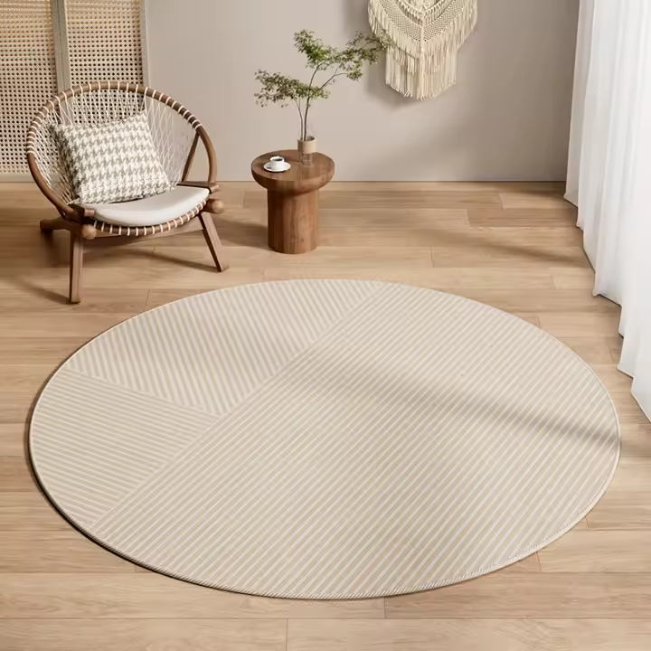 Alfombra de Cristal Terciopelo Redonda para Sala de Estar Mesa de Café Dormitorio Mesita de Noche - 1