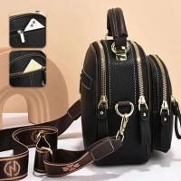 Bolso corredizo de cuero de varios compartimentos bolso multifuncional ajustable para mujeres bolso de hombro ancho bolso de gran capacidad - details 3