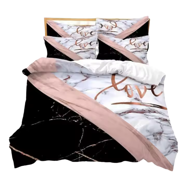 Juego de Ropa de Cama de Mármol Colorido Diseño de Moda 3 Piezas Cubierta de Edredón - 1