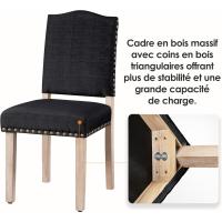 Juego de 4 sillas de comedor con respaldo alto, sillas de cocina, patas de madera maciza, diseño clásico, con botones bronceados, sillones y sillas para salón, asientos tapizados - details 28