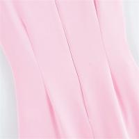 Vestido Rosa Corto de Verano Sencillez con Cuello Redondo Material de Poliéster Moda para Mujeres - details 7