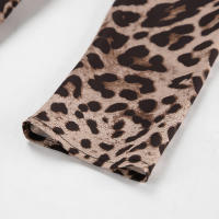 Estampado de leopardo con cuello en V ajustado verano otoño nuevo estampado manga larga vestido corto para mujer elegante - details 15