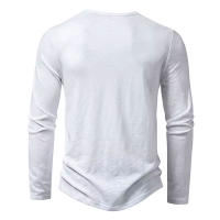 Camisa De Algodón Para Hombre Con Botones Cuello Henley Manga Larga Casual Color Sólido Moda Camisetas Transpirable Ligera Y De Wicking De Humedad - details 5