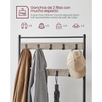 Perchero con Estante para Zapatos, Mueble de Entrada con Banco, 3 en 1, Marco de Acero, para Entrada y Pasillo, 32 x 70 x 177 cm, Estilo Industrial, Marrón Castaño y Negro HSR041B41 - details 12