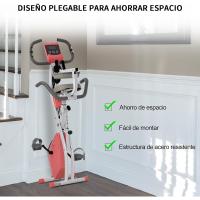 Bicicleta estática plegable regulable en altura, resistencia magnética ajustable, bicicleta de ejercicio con pantalla LCD y asiento con respaldo, sensor de pulso, 105x48x118 cm - details 28