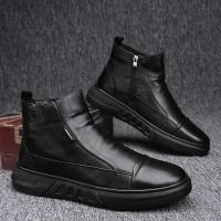 Zapatos de piel de moda para hombre, botas altas estilo Chelsea, impermeables, cómodas, con plataforma, 2025 - details 10