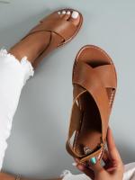 Sandalias de playa con correa ancha a la moda para mujer, planas cruzadas de gran tamaño, 43 - details 8