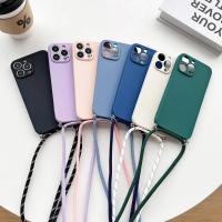 Fundas cruzadas simples, funda con cordón de silicona líquida para teléfono para iPhone 15, 11, 12, 13, 14 Pro Max, cuerda, collar, correa, funda suave - details 0