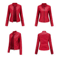 Chaqueta de cuero de imitación para mujer, chaqueta de motocicleta, delgada, corta, pu, primavera y otoño - details 14