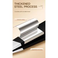Pinzas para cejas negras de acero inoxidable con herramientas de belleza para cejas inclinadas y planas y depilación incorporada - details 2