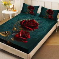 Juego De Sábanas Ajustables De Rosa Gótica 3D, 3 Piezas, Protector De Colchón De Cama Suave, Cómodo - details 3