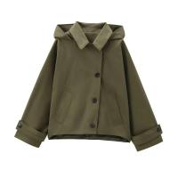 Chaqueta con Capucha Desmontable para Mujer Otoño 2024 Manga Larga Diagonal con Hebilla - details 1