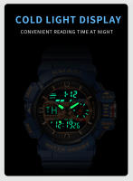 Reloj militar para hombre, resistente al agua, con manecillas luminosas, digital, pulsera de goma, deportivo, 50M, 8043 - details 5