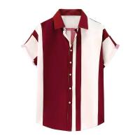 Camisa de manga corta a rayas para hombre, camisa informal estampada con solapa y botones, Estilo Hawaiano - details 1