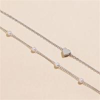 Gargantilla de perlas sencilla para mujer, cadena de doble capa a la moda, colgante de corazón de amor pequeño, collar, regalo de joyería al por mayor - details 5