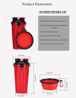 Taza de comida de agua de doble uso para mascotas, botella portátil para beber, tazón de comida plegable para perros, tazón de alimentación duradero para exteriores, tazón multifunción - details 1
