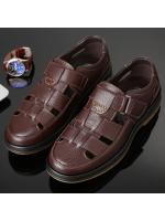 Sandalias de piel de vaca huecas de verano, sandalias ligeras transpirables para hombre, sandalias para exteriores, zapatos de playa cómodos informales de viaje para hombre de gran tamaño - details 11