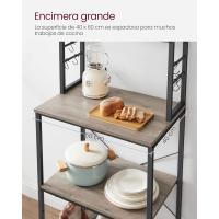 EstanterÍa de Cocina, EstanterÍa de PanaderÍa, 6 Estantes y 6 Ganchos, para Microondas, Marco de Acero, Industrial, 40 x 80 x 167 cm, MarrÓn RÚstico y Negro - details 49