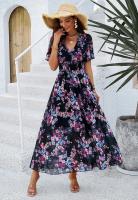 Vestido de chifón de manga corta con estampado y cintura ajustada, nuevo estilo Primavera/Verano 2025 para mujer - details 6