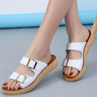 Women Double Buckle Strap Flat Slides Casual Open Toe Non Slip Wear-resistant Shoes Outdoor Beach Slides - details 3