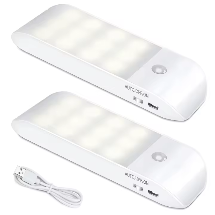 Luz de Armario Recargable de Acero Inoxidable Luz de Movimiento Sensor Auto Encendido - 1