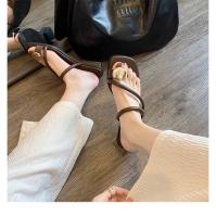 Verano nueva espina de pescado fondo plano cabeza cuadrada palabra con dedo del pie zapatillas geniales mujeres - details 3