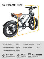 DEEPOWER S7 bicicleta eléctrica para adultos 2000W bicicleta eléctrica de carretera 48V 55Ah Fatbike MTB E-bike 20 "bicicleta eléctrica de montaña 55 KM/H velocidad máxima - details 11