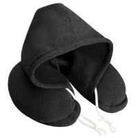 Almohada de avión en forma de U con sudadera con capucha, almohada de viaje suave y cómoda para el cuello con capucha - details 1