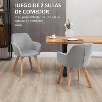 2 Sillas de Comedor Modernas Sillas de Cocina Tapizadas en Terciopelo con Respaldo Reposabrazos y Patas de Madera Carga 120 kg para Salón Dormitorio 54x57x80 cm - details 3