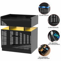 Rcynview Mesa de Noche  con Estación de Carga - Luces LED Ajustables, 16 Colores, 2 Cajones, Material de Tablero de Partícula - details 7